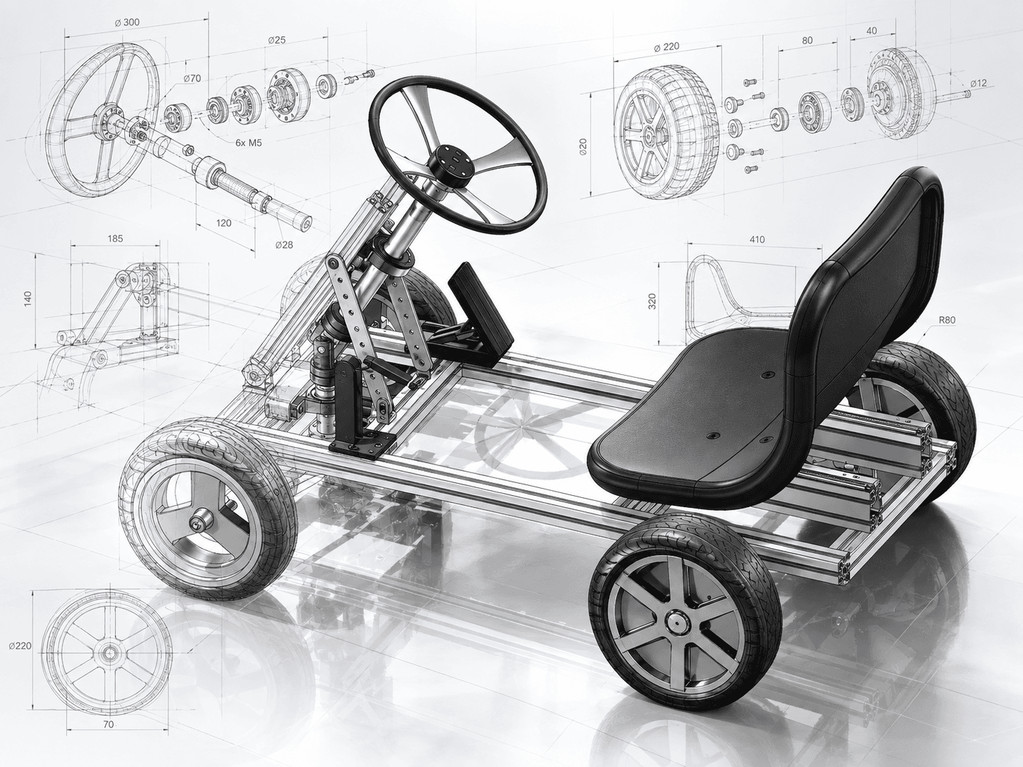 卡丁车 CAD 模型 工程渲染图
