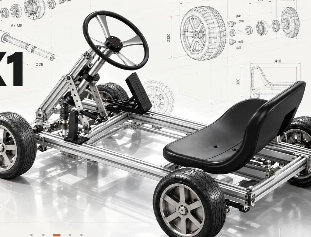 DRIVE X1 卡丁车工程平台与机械工程图示意